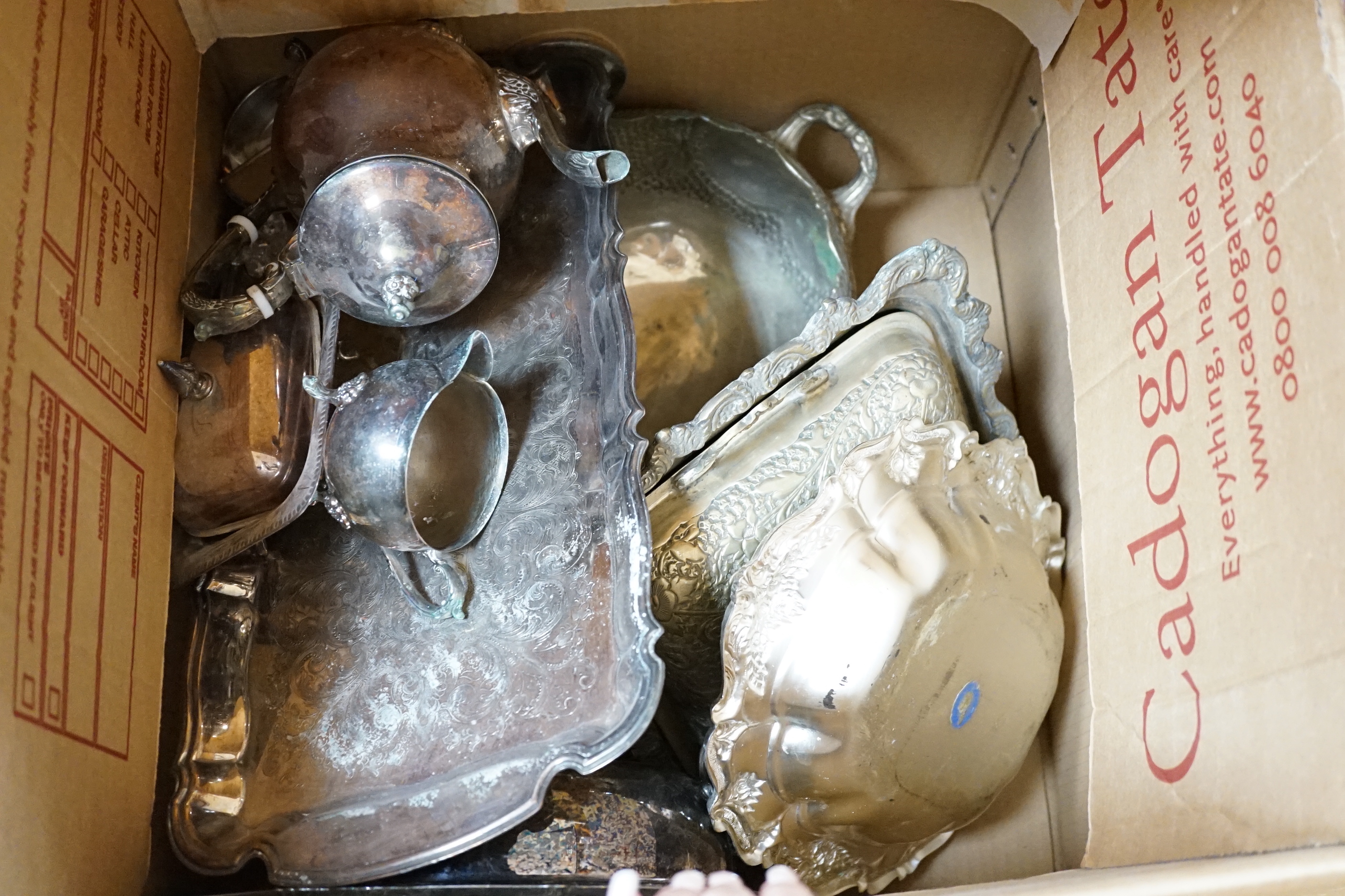 A collection of mixed plate bowls, dishes etc